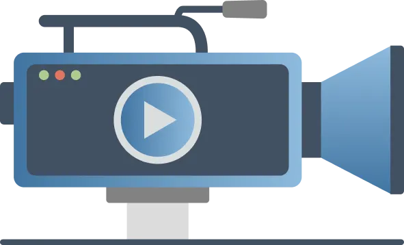 Illustration of a video camera with a play button