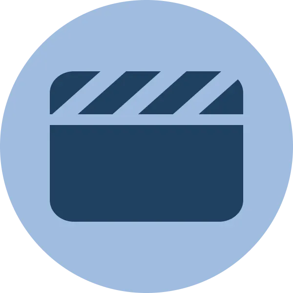 Videography service icon showing a film clapperboard