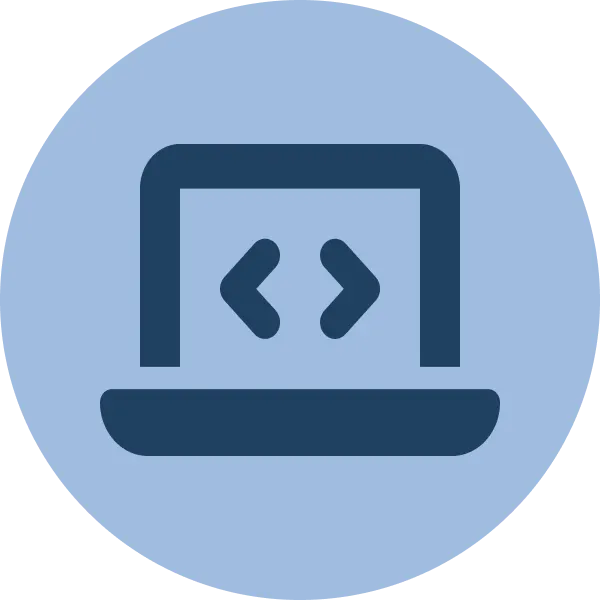 Web design service icon showing a laptop with code brackets